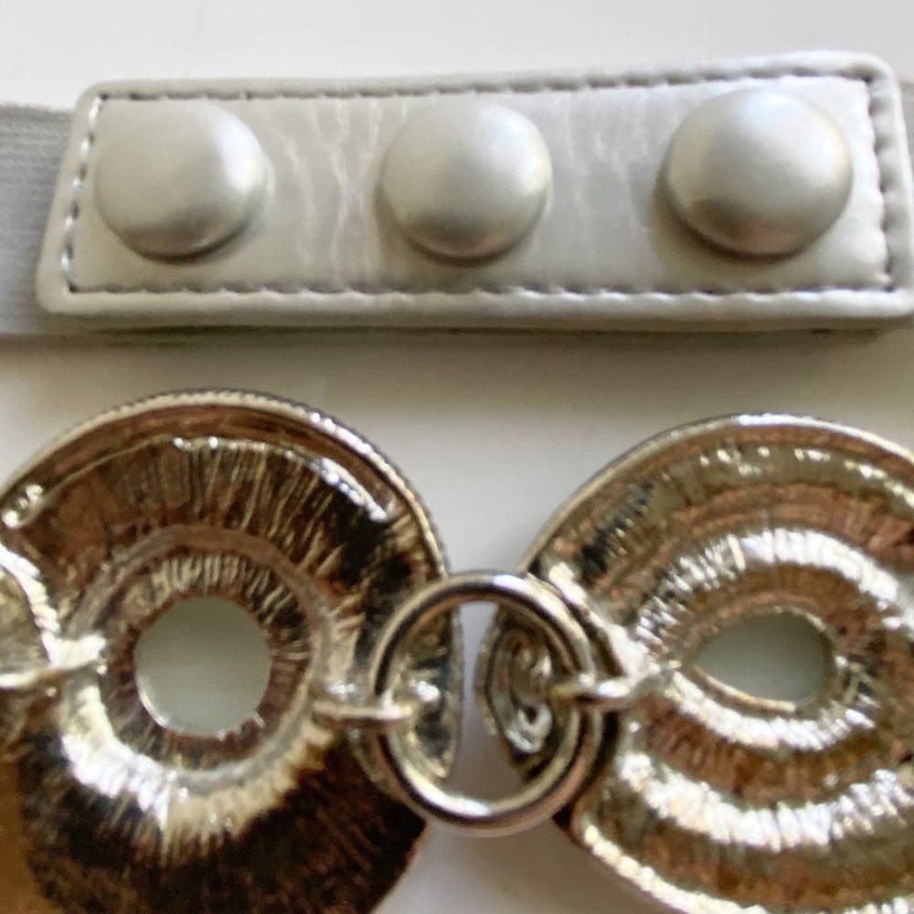 Vintage Gray Elastic Belt With Rhinestones - Picture 5 of 9